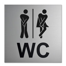 Laden Sie das Bild in den Galerie-Viewer, Lustiges WC Alu-Schild Mann &amp; Frau auf einem 12 x 12 cm