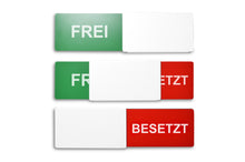 Laden Sie das Bild in den Galerie-Viewer, &quot;FREI/BESETZT!&quot; Schiebeschild Style (weißer Schieber)