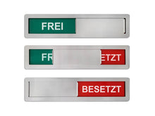 Laden Sie das Bild in den Galerie-Viewer, &quot;FREI/BESETZT&quot; Metall-Schiebeschild FERRA