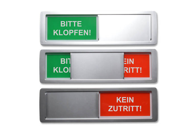 BITTE KLOPFEN/KEIN ZUTRITT Schiebeschild Basic