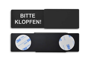 "BITTE KLOPFEN/BITTE NICHT STÖREN" Schiebeschild Style (schwarzer Schieber)