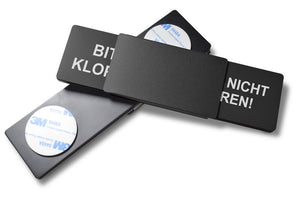 "BITTE KLOPFEN/BITTE NICHT STÖREN" Schiebeschild Style (schwarzer Schieber)