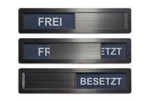 Laden Sie das Bild in den Galerie-Viewer, "FREI/BESETZT" Metall-Schiebeschild FERRA (schwarz)