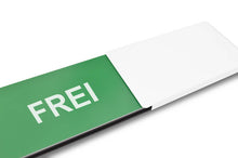 Laden Sie das Bild in den Galerie-Viewer, &quot;FREI/BESETZT!&quot; Schiebeschild Style (weißer Schieber)