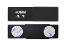 Laden Sie das Bild in den Galerie-Viewer, &quot;KOMM REIN!/BITTE NICHT STÖREN!&quot; Schiebeschild Style (schwarzer Schieber)
