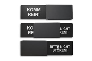 "KOMM REIN!/BITTE NICHT STÖREN!" Schiebeschild Style (schwarzer Schieber)