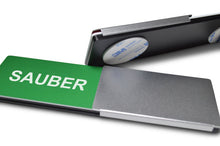 Laden Sie das Bild in den Galerie-Viewer, "SAUBER/SCHMUTZIG" Schiebeschild Style (silberner Schieber)