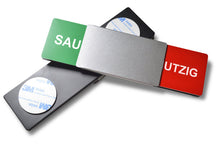 Laden Sie das Bild in den Galerie-Viewer, "SAUBER/SCHMUTZIG" Schiebeschild Style (silberner Schieber)