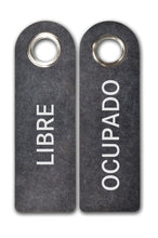 Laden Sie das Bild in den Galerie-Viewer, 2er Pack &quot;LIBRE/OCUPADO &quot;Türgriffschilder dunkelgrau (spanisch)