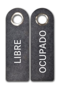 2er Pack "LIBRE/OCUPADO "Türgriffschilder dunkelgrau (spanisch)