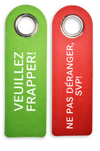 Laden Sie das Bild in den Galerie-Viewer, 2er Pack &quot;VEUILLEZ FRAPPER/NE PAS DÉRANGER&quot;Türgriffschilder (französisch)