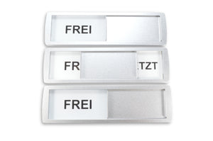 "FREI/BESETZT" Schiebeschild Classic XL (silber/weiß)
