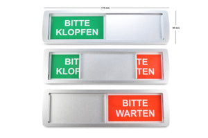 "BITTE KLOPFEN/BITTE WARTEN" Schiebeschild Modell Classic XL