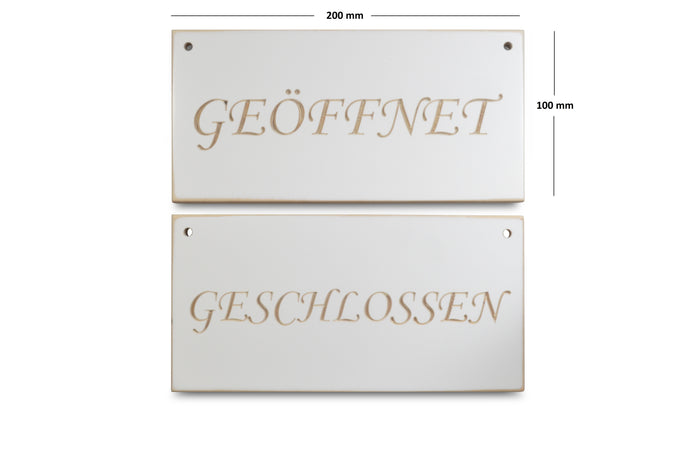 Holz-Wendeschild GEÖFFNET/GESCHLOSSEN (Weiß)