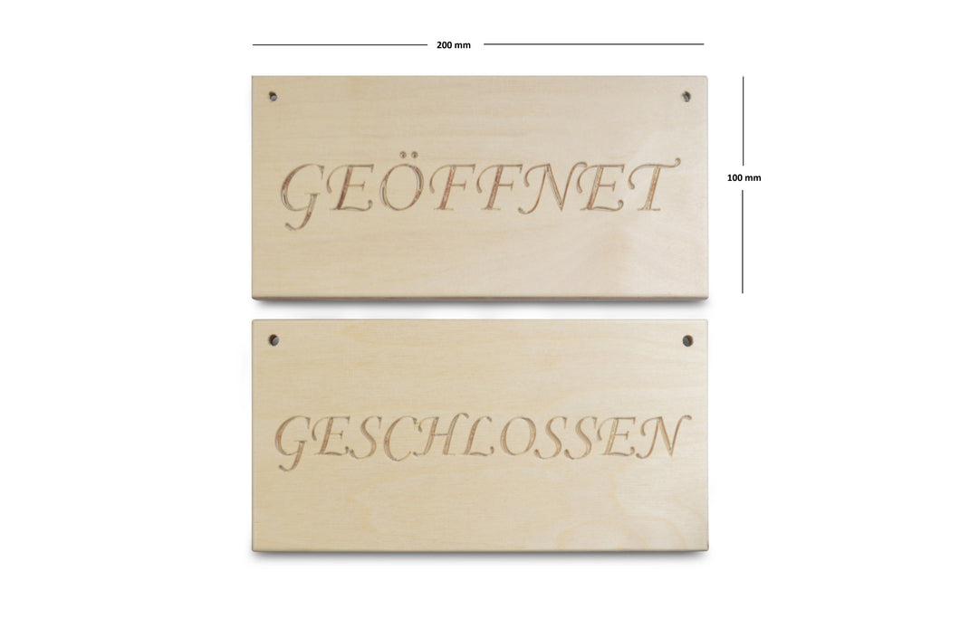 Holz-Wendeschild GEÖFFNET/GESCHLOSSEN (Natur)